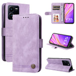 Custodia per telefono in pelle con bottone in metallo con albero della vita Skin Feel, For vivo Y16 / Y02s, For vivo Y35 4G / Y22s / Y22