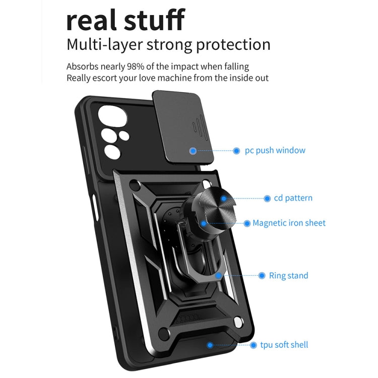 Cover per fotocamera scorrevole Custodia per telefono in TPU + PC, For Motorola Moto G22