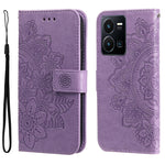 Custodia per telefono in pelle goffrata con fiori a 7 petali, For vivo Y16 / Y02s, For vivo Y35 4G / Y22s / Y22