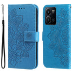 Custodia per telefono in pelle goffrata con fiori a 7 petali, For vivo Y16 / Y02s, For vivo Y35 4G / Y22s / Y22
