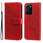 Custodia per telefono in pelle goffrata con fiori a 7 petali, For vivo Y16 / Y02s, For vivo Y35 4G / Y22s / Y22