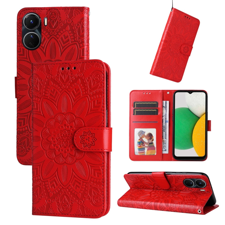 Custodia per telefono in pelle di girasole goffrata, For vivo Y16 / Y02s, For vivo Y35 4G / Y22s / Y22