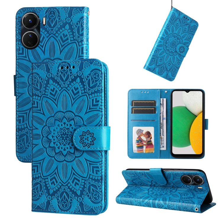 Custodia per telefono in pelle di girasole goffrata, For vivo Y16 / Y02s, For vivo Y35 4G / Y22s / Y22