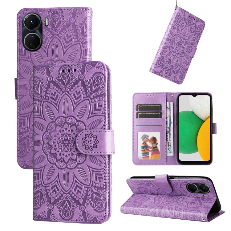 Custodia per telefono in pelle di girasole goffrata, For vivo Y16 / Y02s, For vivo Y35 4G / Y22s / Y22