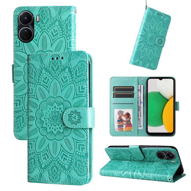 Custodia per telefono in pelle di girasole goffrata, For vivo Y16 / Y02s, For vivo Y35 4G / Y22s / Y22