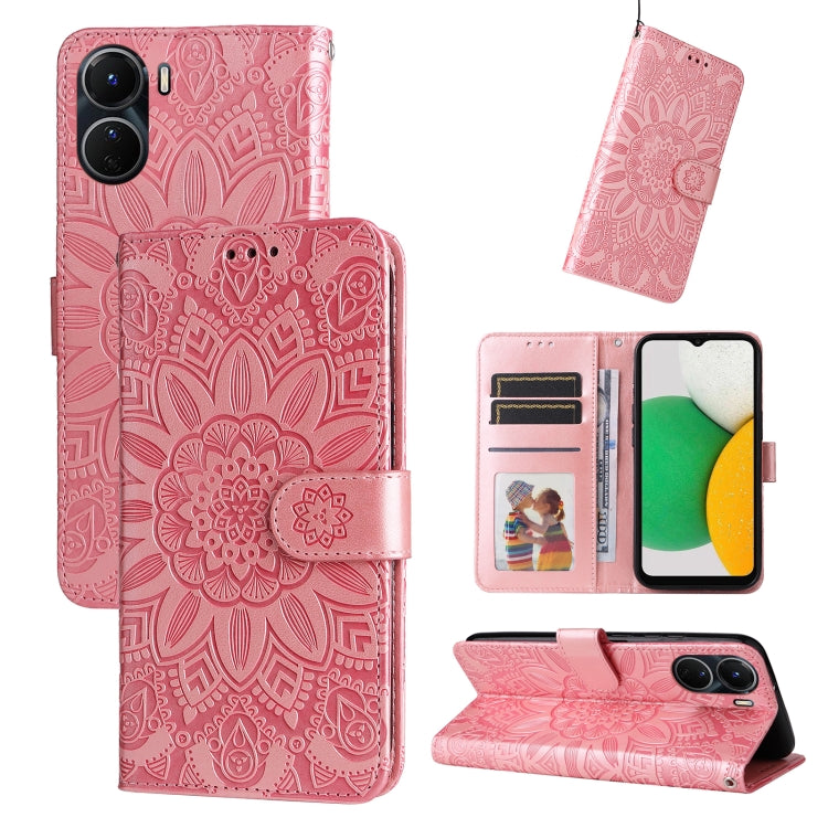 Custodia per telefono in pelle di girasole goffrata, For vivo Y16 / Y02s, For vivo Y35 4G / Y22s / Y22