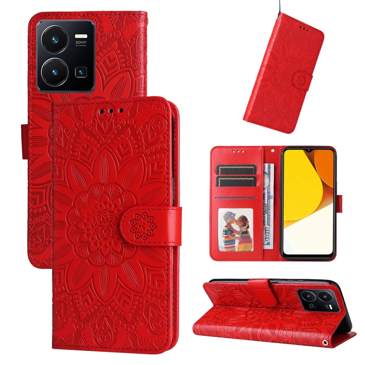 Custodia per telefono in pelle di girasole goffrata, For vivo Y16 / Y02s, For vivo Y35 4G / Y22s / Y22