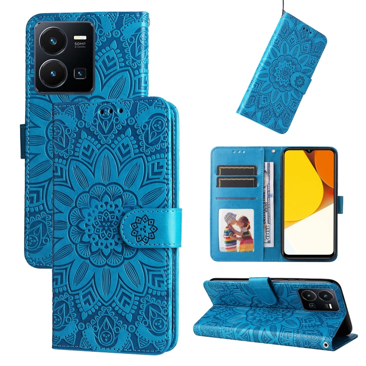 Custodia per telefono in pelle di girasole goffrata, For vivo Y16 / Y02s, For vivo Y35 4G / Y22s / Y22