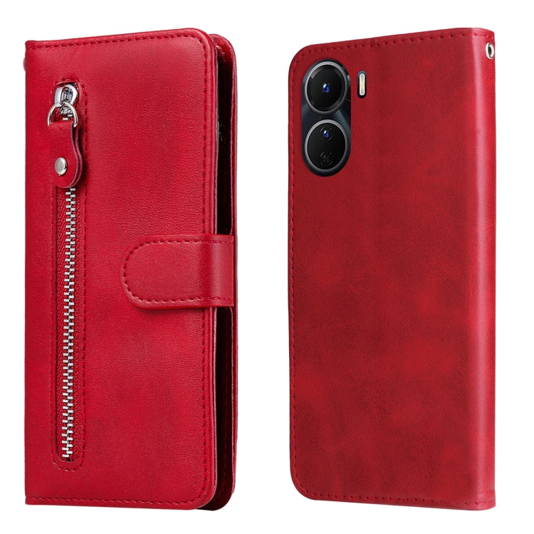 Custodia per telefono in pelle con cerniera in vitello, For vivo Y16 / Y02s, For vivo Y35 4G / Y22s / Y22