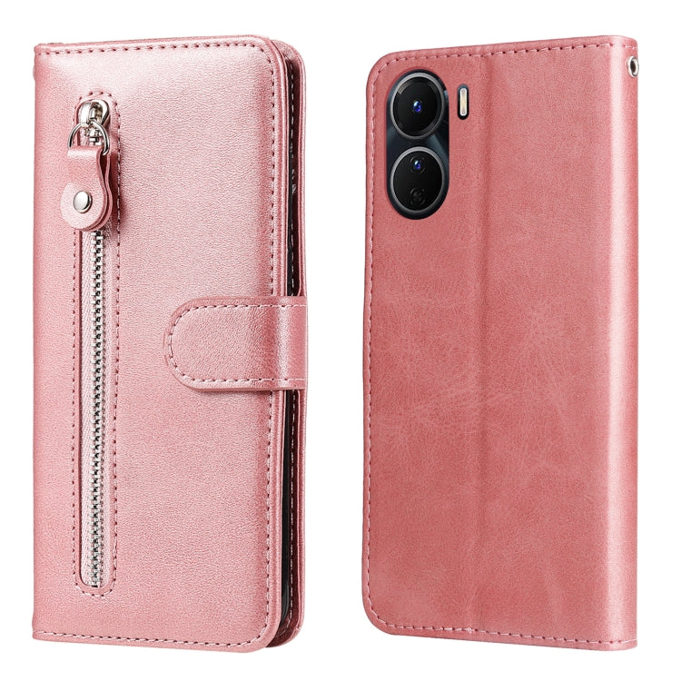 Custodia per telefono in pelle con cerniera in vitello, For vivo Y16 / Y02s, For vivo Y35 4G / Y22s / Y22