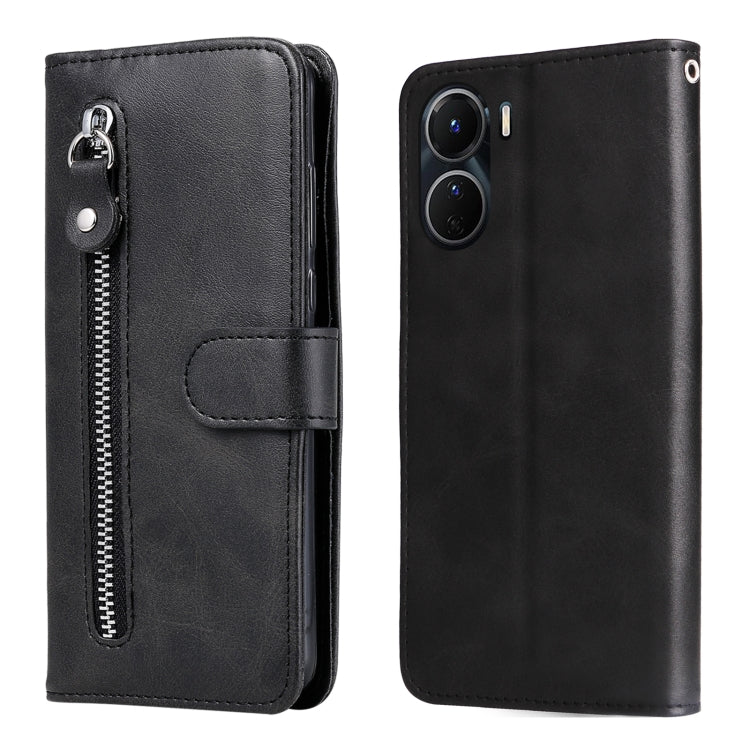 Custodia per telefono in pelle con cerniera in vitello, For vivo Y16 / Y02s, For vivo Y35 4G / Y22s / Y22