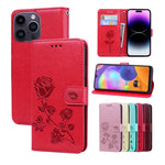 Custodia per telefono in pelle PU con flip in rilievo rosa, For iPhone 14 Plus, For iPhone 14 Pro Max, For iPhone 14 Pro, For iPhone 14
