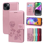 Custodia per telefono in pelle PU con flip in rilievo rosa, For iPhone 14 Plus, For iPhone 14 Pro Max, For iPhone 14 Pro, For iPhone 14