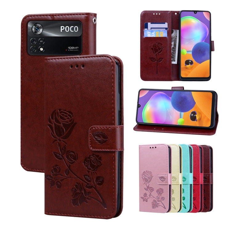 Custodia per telefono in pelle PU con flip in rilievo rosa, For Xiaomi Poco M4 Pro 4G, For Xiaomi Poco X4 Pro 5G
