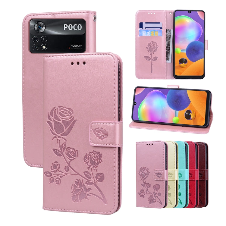 Custodia per telefono in pelle PU con flip in rilievo rosa, For Xiaomi Poco M4 Pro 4G, For Xiaomi Poco X4 Pro 5G