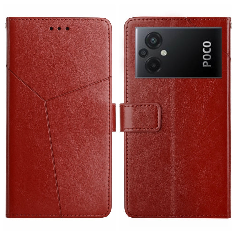 HT01 Cassa del telefono di cuoio di vibrazione del modello a forma di Y, For Xiaomi Poco M5 4G/5G/M4 5G, For Xiaomi Poco M5s, For Xiaomi Redmi A1, For Xiaomi Redmi K50 Ultra/12T/12T Pro