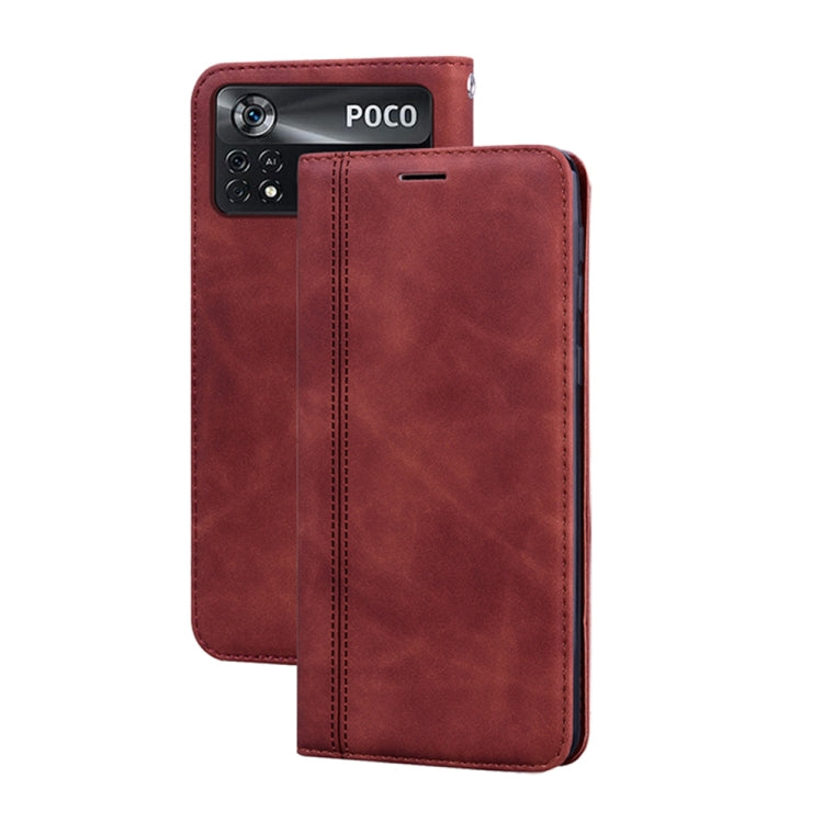 Custodia per telefono in PU con vibrazione orizzontale magnetica aziendale smerigliata, For Xiaomi Poco M4 Pro 4G, For Xiaomi Poco X4 Pro 5G