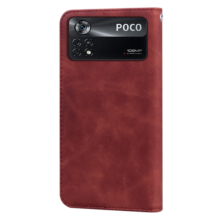 Custodia per telefono in PU con vibrazione orizzontale magnetica aziendale smerigliata, For Xiaomi Poco M4 Pro 4G, For Xiaomi Poco X4 Pro 5G
