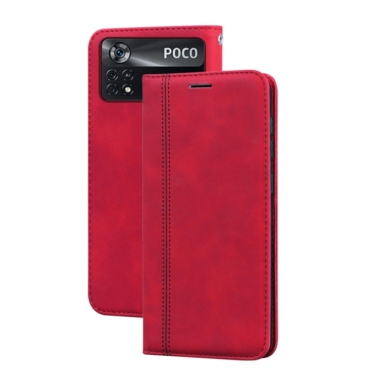 Custodia per telefono in PU con vibrazione orizzontale magnetica aziendale smerigliata, For Xiaomi Poco M4 Pro 4G, For Xiaomi Poco X4 Pro 5G