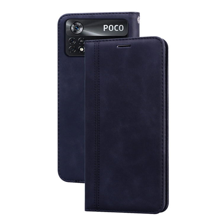 Custodia per telefono in PU con vibrazione orizzontale magnetica aziendale smerigliata, For Xiaomi Poco M4 Pro 4G, For Xiaomi Poco X4 Pro 5G