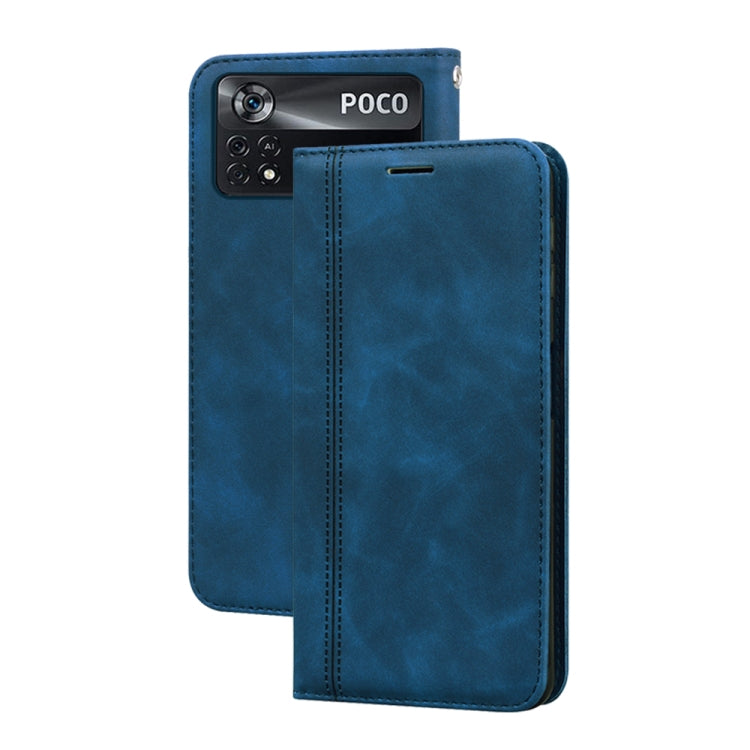 Custodia per telefono in PU con vibrazione orizzontale magnetica aziendale smerigliata, For Xiaomi Poco M4 Pro 4G, For Xiaomi Poco X4 Pro 5G