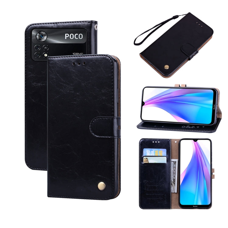 Custodia per telefono in pelle con texture in cera d'olio, For Samsung Galaxy M53, For Samsung Galaxy A73 5G, For Xiaomi Poco M4 Pro 4G, For Xiaomi Poco X4 Pro 5G
