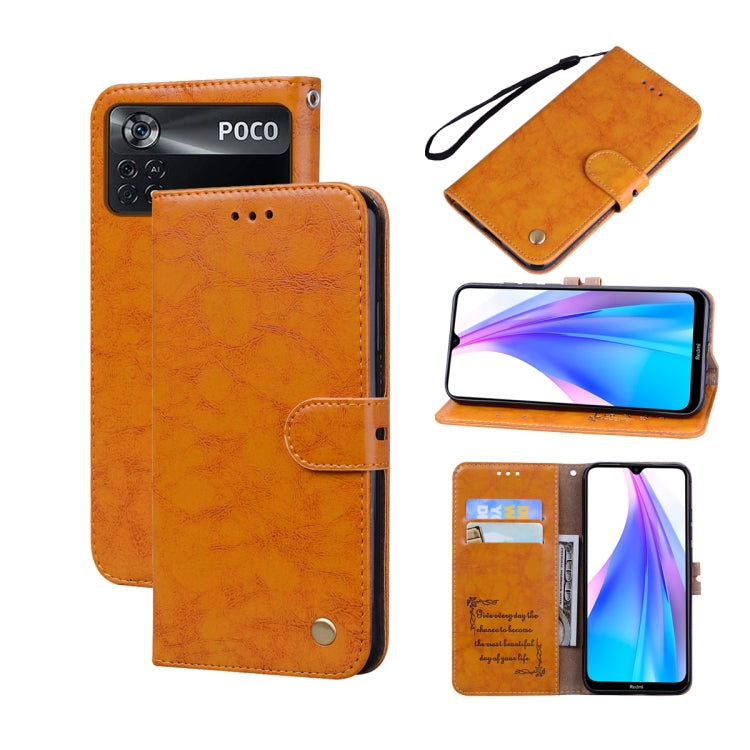 Custodia per telefono in pelle con texture in cera d'olio, For Samsung Galaxy M53, For Samsung Galaxy A73 5G, For Xiaomi Poco M4 Pro 4G, For Xiaomi Poco X4 Pro 5G