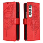 Custodia per telefono in pelle con farfalla goffrata, For Samsung Galaxy Z Fold3 5G, For Samsung Galaxy Z Fold4