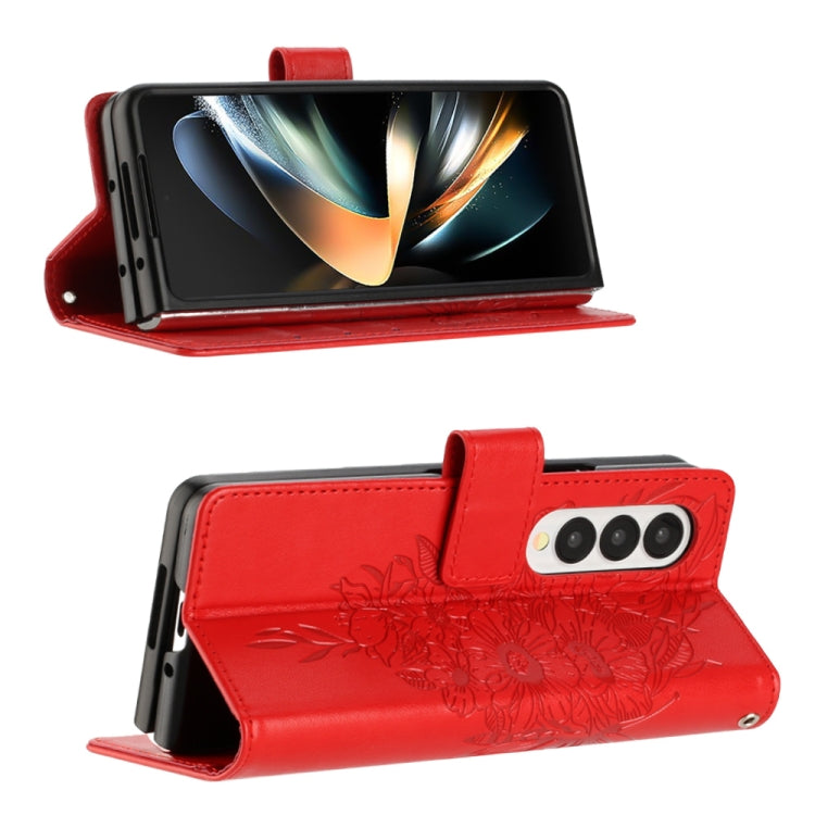 Custodia per telefono in pelle con farfalla goffrata, For Samsung Galaxy Z Fold3 5G, For Samsung Galaxy Z Fold4