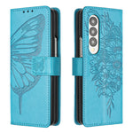 Custodia per telefono in pelle con farfalla goffrata, For Samsung Galaxy Z Fold3 5G, For Samsung Galaxy Z Fold4