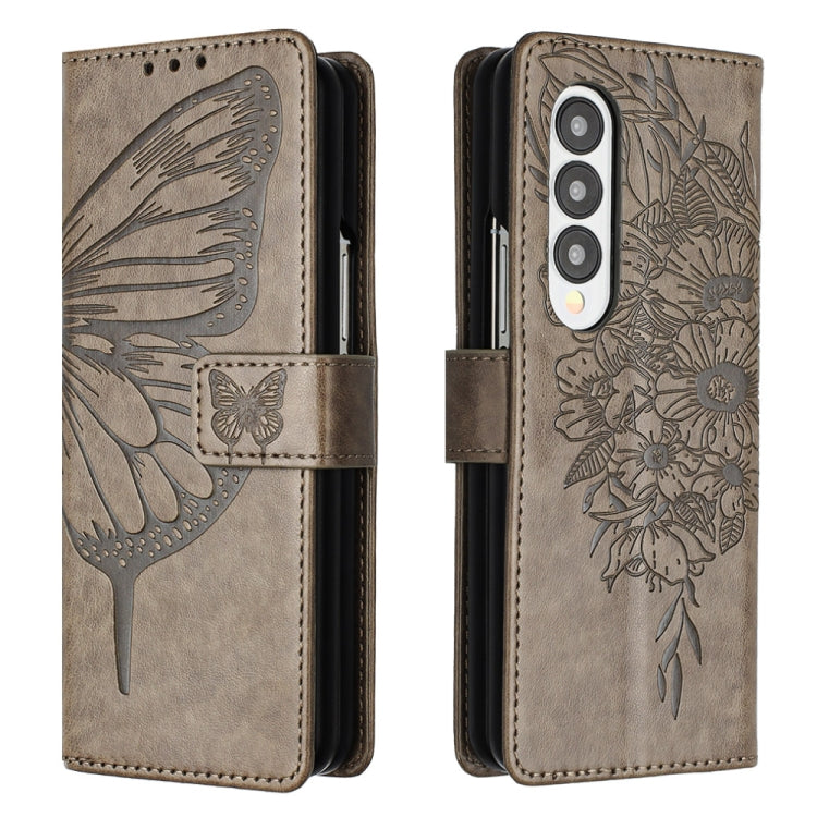 Custodia per telefono in pelle con farfalla goffrata, For Samsung Galaxy Z Fold3 5G, For Samsung Galaxy Z Fold4