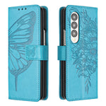 Custodia per telefono in pelle con farfalla goffrata, For Samsung Galaxy Z Fold3 5G, For Samsung Galaxy Z Fold4