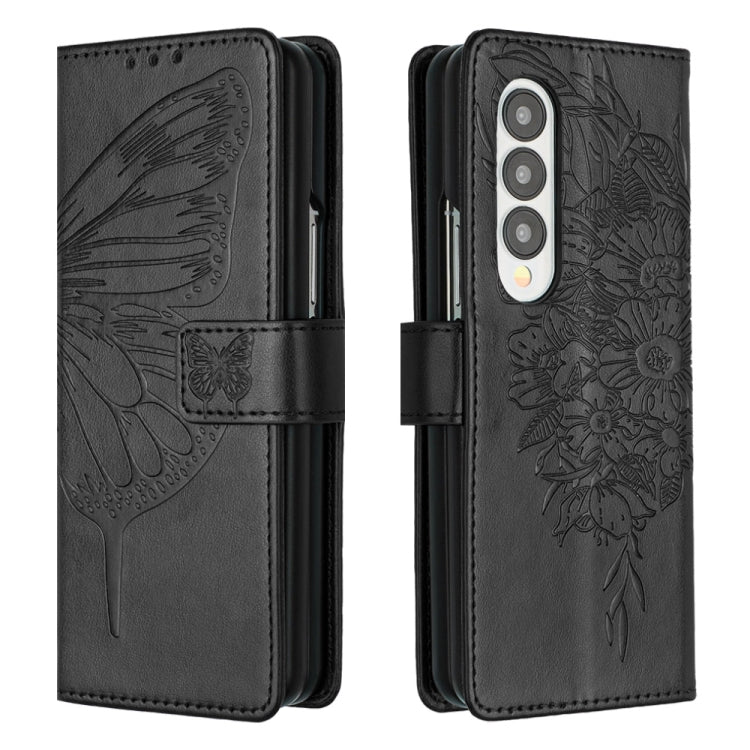 Custodia per telefono in pelle con farfalla goffrata, For Samsung Galaxy Z Fold3 5G, For Samsung Galaxy Z Fold4