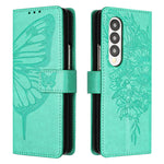 Custodia per telefono in pelle con farfalla goffrata, For Samsung Galaxy Z Fold3 5G, For Samsung Galaxy Z Fold4