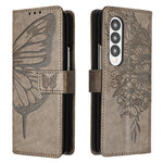 Custodia per telefono in pelle con farfalla goffrata, For Samsung Galaxy Z Fold3 5G, For Samsung Galaxy Z Fold4