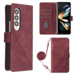 Custodia per cellulare in pelle con flip in rilievo 3D a tracolla, For Samsung Galaxy Z Fold3 5G, For Samsung Galaxy Z Fold4