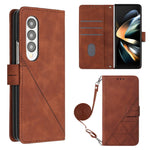 Custodia per cellulare in pelle con flip in rilievo 3D a tracolla, For Samsung Galaxy Z Fold3 5G, For Samsung Galaxy Z Fold4