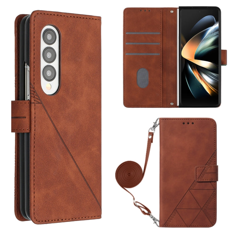Custodia per cellulare in pelle con flip in rilievo 3D a tracolla, For Samsung Galaxy Z Fold3 5G, For Samsung Galaxy Z Fold4