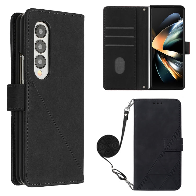 Custodia per cellulare in pelle con flip in rilievo 3D a tracolla, For Samsung Galaxy Z Fold3 5G, For Samsung Galaxy Z Fold4