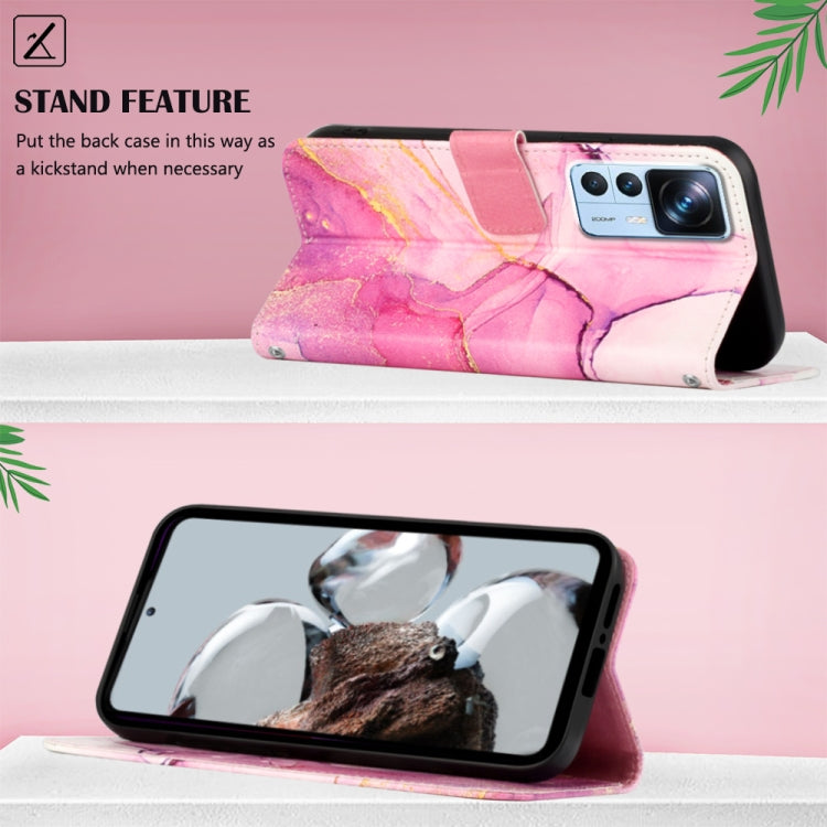 Cassa del telefono di cuoio di vibrazione del modello di marmo PT003, For Xiaomi 12T/12T Pro/Redmi K50 Ultra