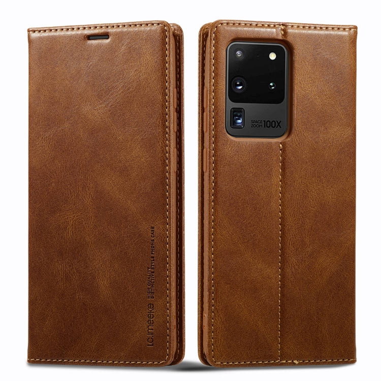 Custodia per telefono in pelle antifurto LC.IMEEKE RFID, For Samsung Galaxy S20 Ultra, For Samsung Galaxy S21 Ultra 5G