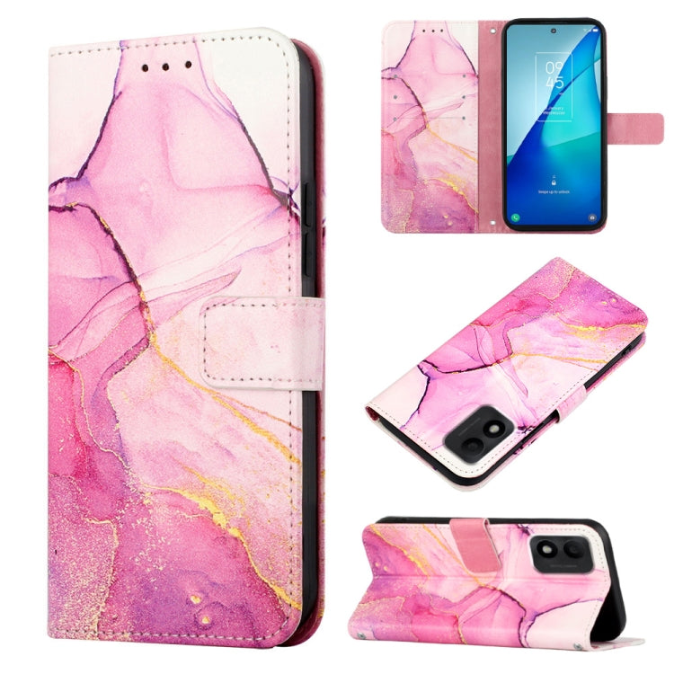 Cassa del telefono di cuoio di vibrazione del modello di marmo PT003, For TCL 30Z T602DL, For TCL 303, For TCL 305i With Fingerprint, For TCL 30XL 2022, For TCL Stylus 5G