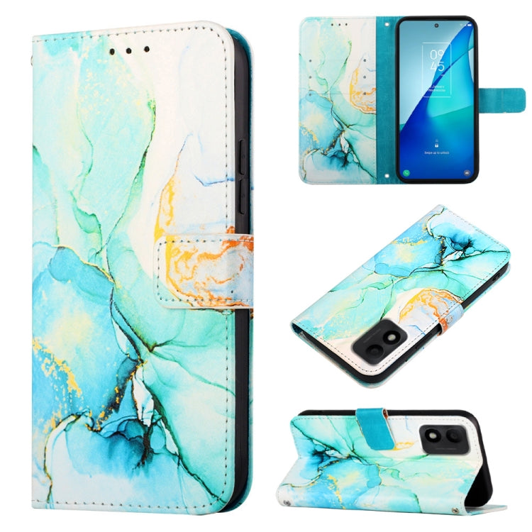 Cassa del telefono di cuoio di vibrazione del modello di marmo PT003, For TCL 30Z T602DL, For TCL 303, For TCL 305i With Fingerprint, For TCL 30XL 2022, For TCL Stylus 5G