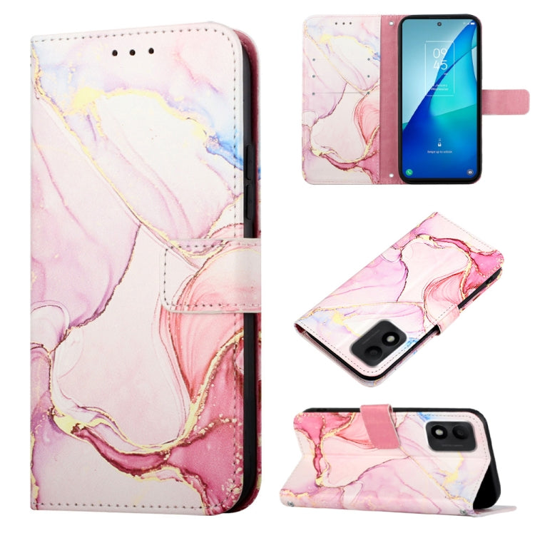 Cassa del telefono di cuoio di vibrazione del modello di marmo PT003, For TCL 30Z T602DL, For TCL 303, For TCL 305i With Fingerprint, For TCL 30XL 2022, For TCL Stylus 5G