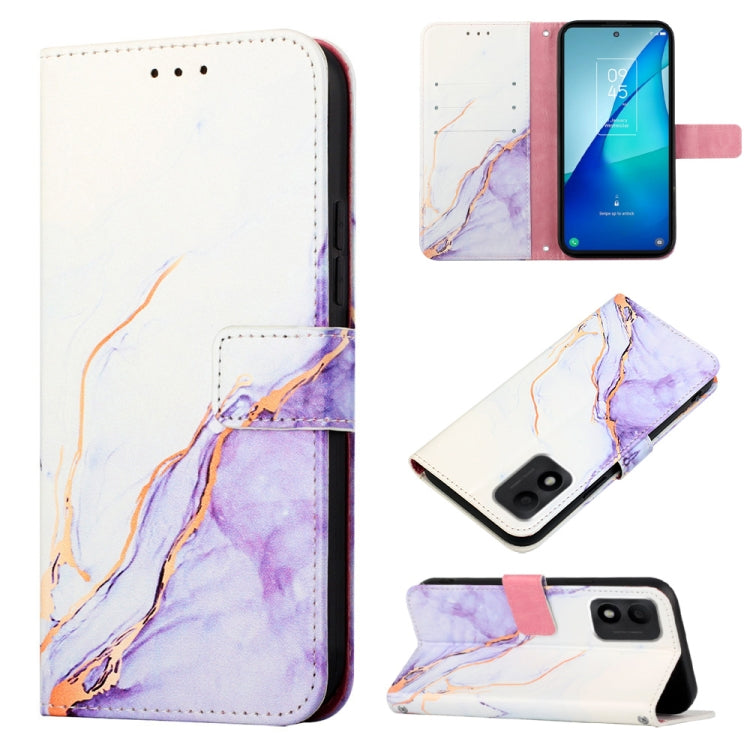 Cassa del telefono di cuoio di vibrazione del modello di marmo PT003, For TCL 30Z T602DL, For TCL 303, For TCL 305i With Fingerprint, For TCL 30XL 2022, For TCL Stylus 5G