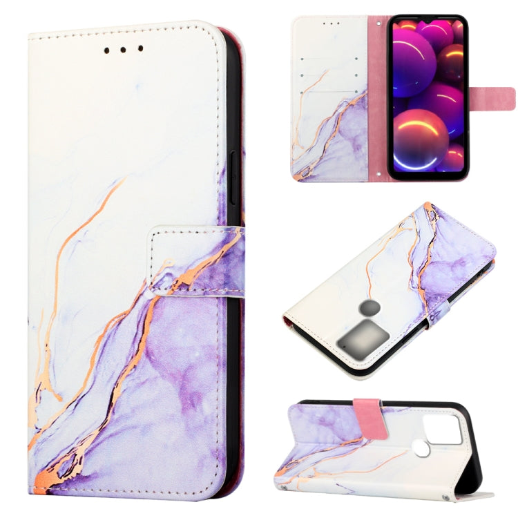 Cassa del telefono di cuoio di vibrazione del modello di marmo PT003, For TCL 30Z T602DL, For TCL 303, For TCL 305i With Fingerprint, For TCL 30XL 2022, For TCL Stylus 5G