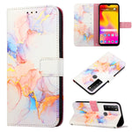 Cassa del telefono di cuoio di vibrazione del modello di marmo PT003, For TCL 30Z T602DL, For TCL 303, For TCL 305i With Fingerprint, For TCL 30XL 2022, For TCL Stylus 5G