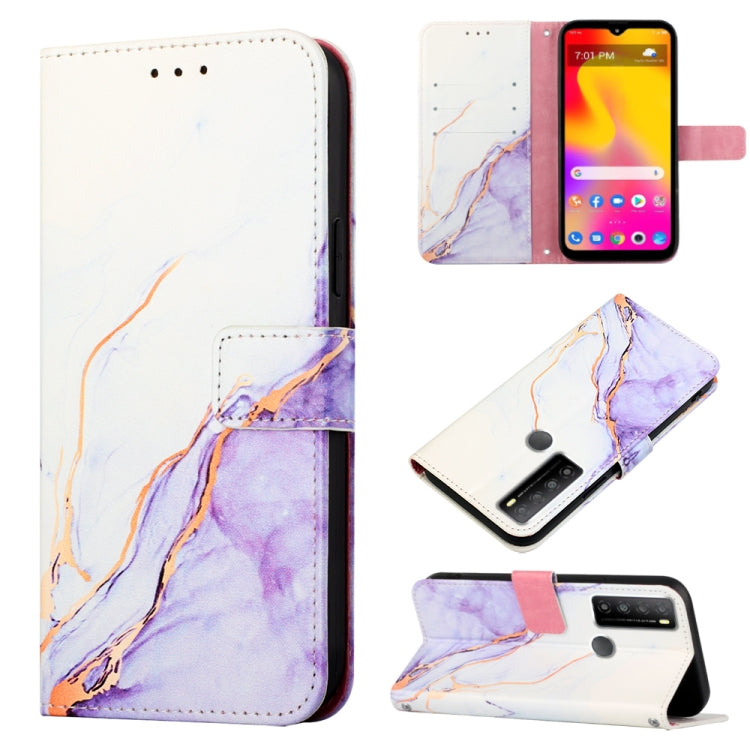 Cassa del telefono di cuoio di vibrazione del modello di marmo PT003, For TCL 30Z T602DL, For TCL 303, For TCL 305i With Fingerprint, For TCL 30XL 2022, For TCL Stylus 5G