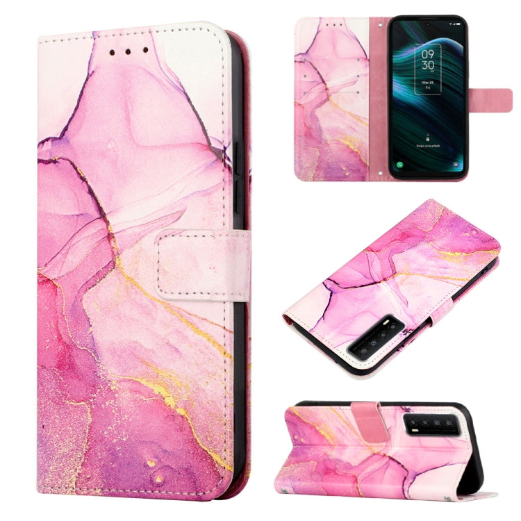 Cassa del telefono di cuoio di vibrazione del modello di marmo PT003, For TCL 30Z T602DL, For TCL 303, For TCL 305i With Fingerprint, For TCL 30XL 2022, For TCL Stylus 5G