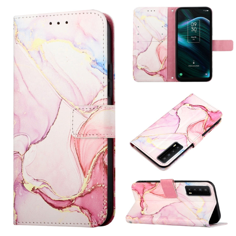 Cassa del telefono di cuoio di vibrazione del modello di marmo PT003, For TCL 30Z T602DL, For TCL 303, For TCL 305i With Fingerprint, For TCL 30XL 2022, For TCL Stylus 5G